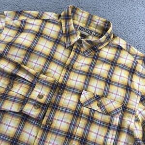 Duluth Trading Co Shirt Mens XL Tall Yellow Plaid Roll Tab Lightweight Summer